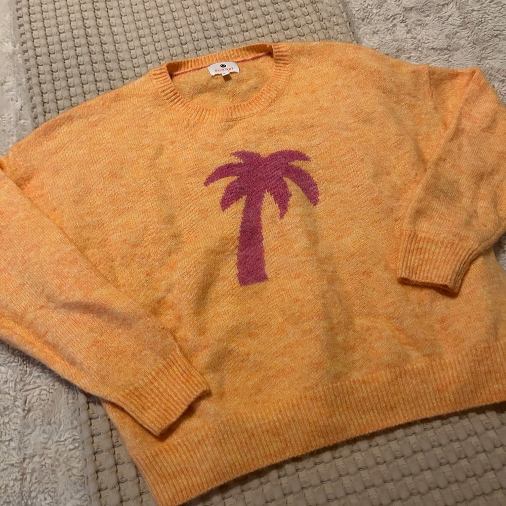 SUNDRY PALM TREE SWEATER XS